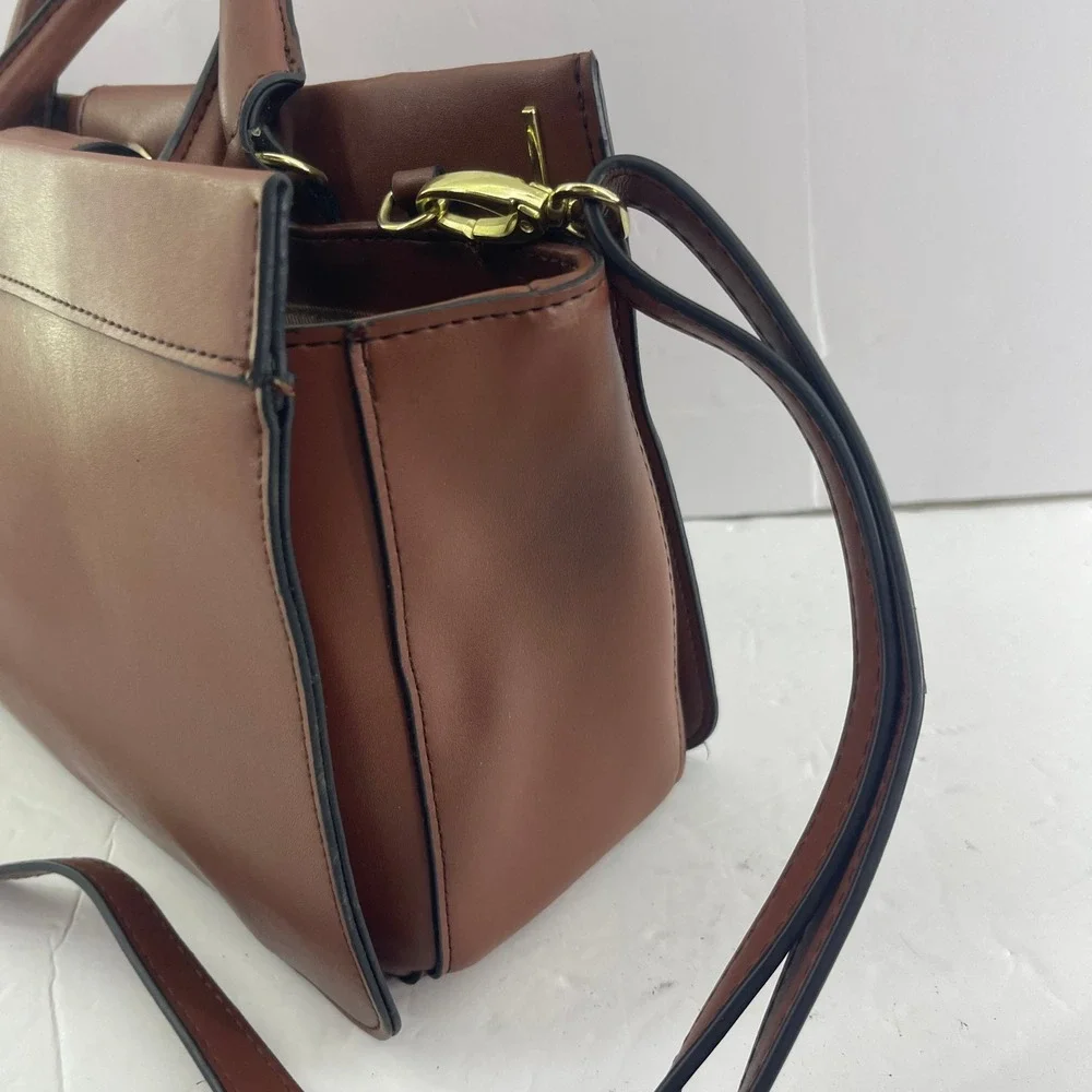 Horsebit Satchel Bag Brown Leather Crossbody‎ Equestrian Classic London Fog